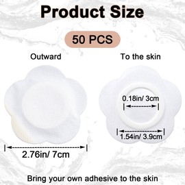 Joez Wonderful 50 Pcs Disposable Castor Oil Pack Wrap, Highly Absorbent Belly Button Patches, Self-Adhesive Castor Oil Pads, Organic Cotton Wraps Pack Covers - Floral (White, 7x7cm)