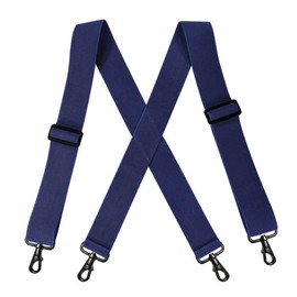 JIERKU Tirantes para hombre con 4 ganchos de presión, resistentes, con espalda en X, 5 cm, ajustables, Azul marino, 5x120 cm