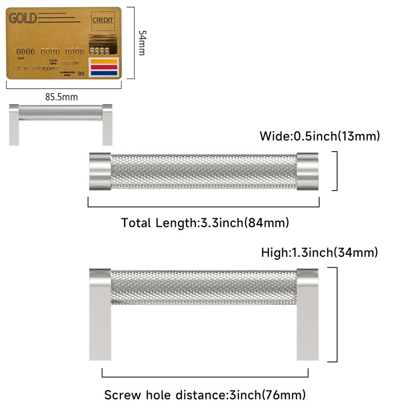 Amerdeco 10 Pack Brushed Satin Nickel Cabinet Pulls 3 Inch