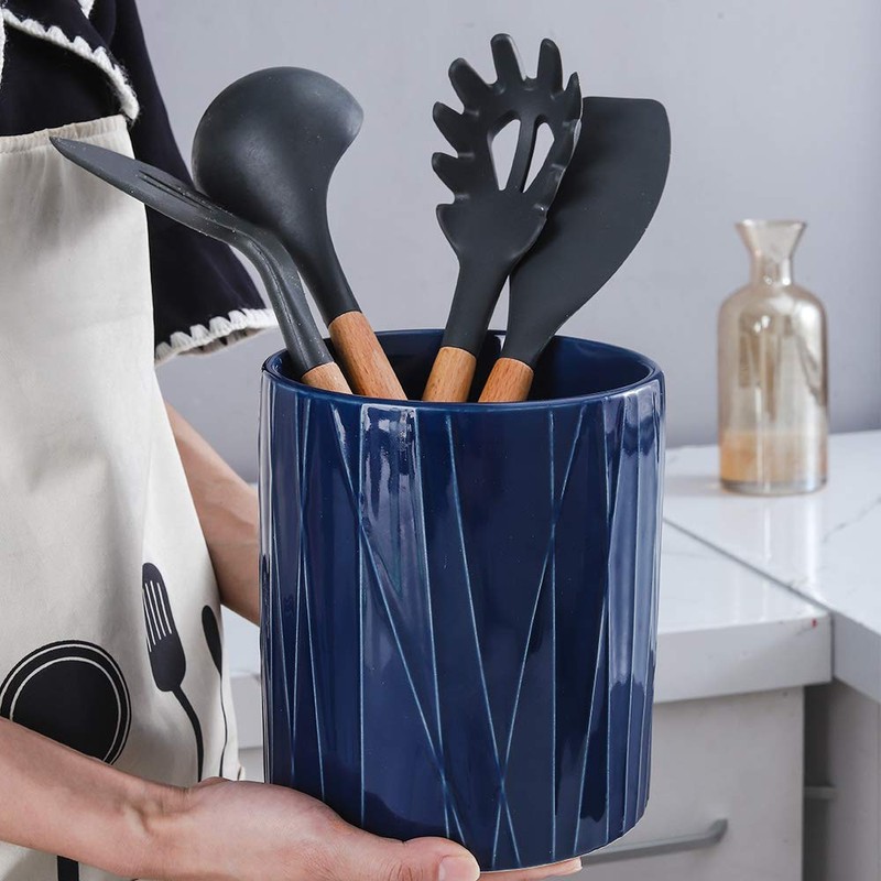 KOOV Kitchen Utensil Holder, Large Ceramic Utensil Crock, Deep and