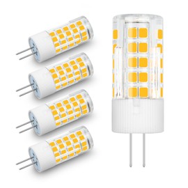 LFLAMPON G4 LED Bulbs 120V G4 Bi-Pin Base Light Bulbs 120V 5W Warm White 3000k Equivalent to 40W Halogen for Under-Cabinet Ceiling Table Puck Lights (Pack of 5)