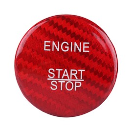 Engine Start Button Cover, Qiilu Carbon Fibre Engine Start Button Sticker Cover (Red)