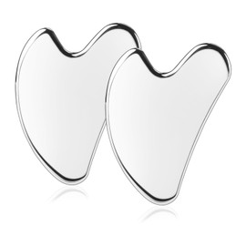 2 Pcs Gua Sha Facial Tools, Heart Shaped Guasha Tool Stainless Steel Face Sculpting Tool