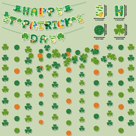 Leesgel Party Banners for St Patricks Day Decorations, 8 x Glitter Shamrock Leprechaun Hat Banners Backdrop Decor for St Patricks Day Accessories, Irish Party Supplies Photo Booth Props Favours