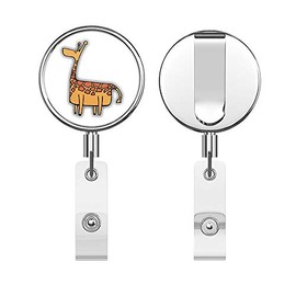 Giraffe Toy Round ID Badge Key Card Tag Holder Badge Retractable Reel Badge Holder with Belt Clip