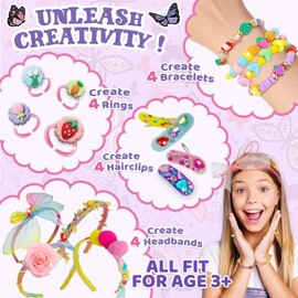 SPANKAR Headband & Bracelet Making Kit for Girls,Make Your Own Fashion Headband, Jewelry Making Kit for Beads Bracelets Necklace Ring Toy,DIY Arts & Crafts for Ages 5-12 Year Old Girls Gifts
