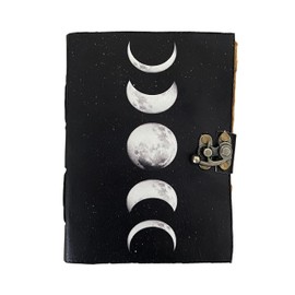 Grimoire Moon Phases Spell Book Of Shadows Journal, Witchcraft Supplies, Leather Bound Journal, Vintage Journal, Charmed Book Of Shadows, Vintage Notebook, Diary, Book Journal 7x5 In 200 Pages (White) (7X5, MOON4)