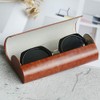 Healifty Brown Leather Eyeglass Hard Case