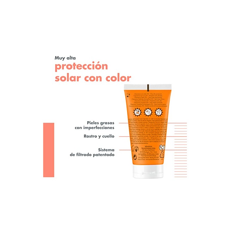 Avene Cleanance, Protector Solar FPS 50 con Color, 50ml