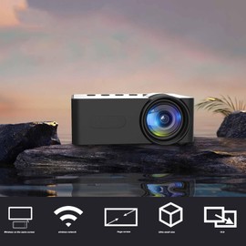 Fosa Mini Proyector, Proyector de Películas HD 1080P Compatible con WiFi Bluetooth Protección Ocular, Proyector de Vídeo de Cine en Casa para Teléfono Interior y Exterior HDMI USB