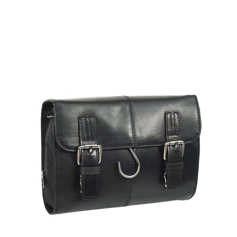 Mens Handmade Real Leather Hanging Toiletry Bag Travel Overnight Wash