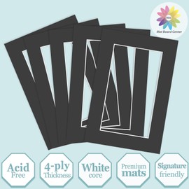 MBC MAT BOARD CENTER, 5 Pack 4x6 for 3x5 Black Picture Mats Frame Mattes, Bevel Cut, Acid Free, 4-ply Thickness