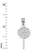Solid 925 Sterling Silver Retro Candy Swirl Lollipop Charm Pendant