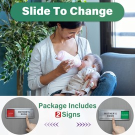 2 Pack Mother's Room Door Sign Do Not Disturb, Breastfeeding Door Sign, In Use/Available Slider Sign for Privacy lactation Room Vacant Occupied Slide Door Signs,Brushed Silver 8" x 2.6"