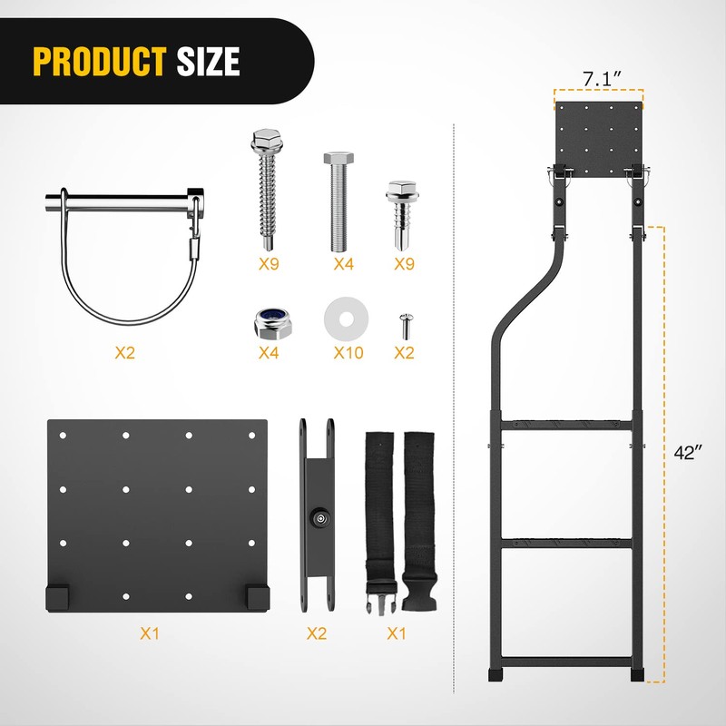 Nilight Foldable Truck Tailgate Ladder for Pickup with Aluminum Step