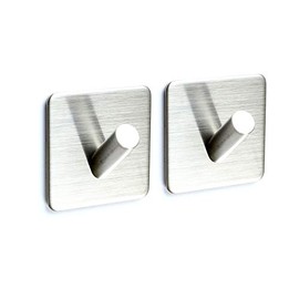 Togu Self Adhesive Hooks Heavy Duty Wall Hooks/Towel Hooks/Coat&Robe Hooks Nail-Free Waterproof Stick On Tiles Bathroom Kitchen Door,Brushed Stainless Steel Finish,2 Pack