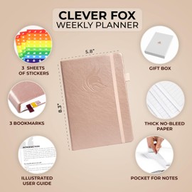 Clever Fox Planner – Undated Weekly & Monthly Organizer Journal for Productivity, Time Management & Goals – A5 (Rose Gold)