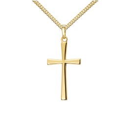 JEVELION Pendant Cross Elegant Gold Cross for Women, Men and Children as a Necklace Pendant + Jewellery Case, Yellow Gold