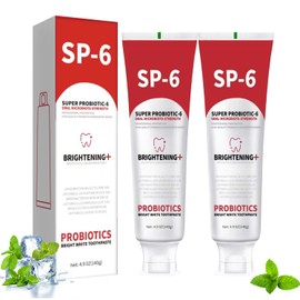 SP-6 Probiotische Whitening Zahnpasta, 2pcs Intense Whitening Zahnpasta, 6 Probiotika für Zahnaufhellung, frischen Atem, fluoridfrei, Gesundes Zahnfleisch, Für Empfindliche Zähne (140g*2)