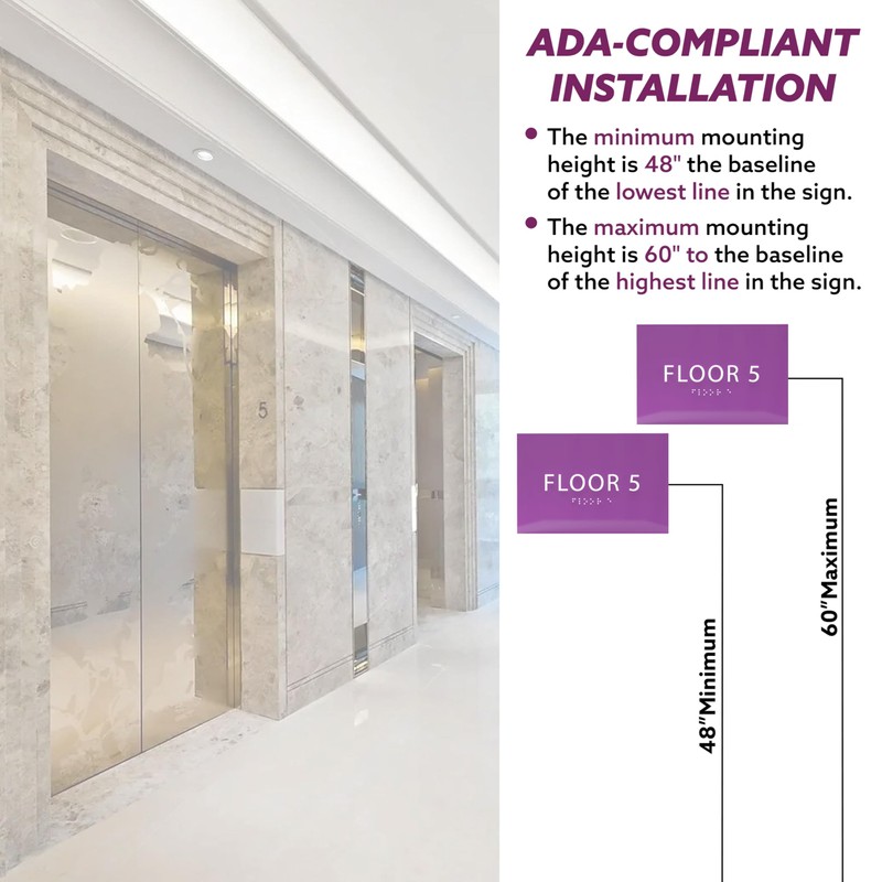 ADA CENTRAL SIGNS - 6" X4" Floor 5 Sign -