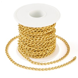 Spritewelry 10 M Aluminium Curb Chains Gold Twisted Links Chains Choker Necklace Chains for Jewelry Making Women Men 4.2x7.5 mm