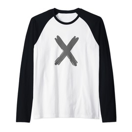 Creative Bold Dark Grey Letter X - Alphabet - Marker Design Raglan Baseball Tee