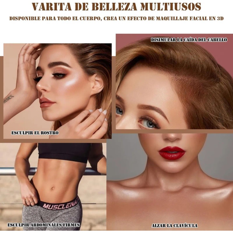 3 Piezas Iluminador Y Rubor Contorno Maquillaje Barra