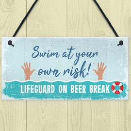 RED OCEAN Funny Hot Tub Sign Summer House Garden Sign Pool Party Plaque Alcohol Gift