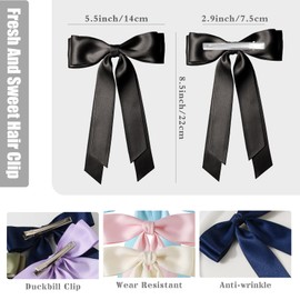 Hair Bows Clips 3PCS Ribbon Bowknot Clips Barrettes With Long Tails for Women and Girls Big Double-Layer Hair Bow clip(Black,Beige,Pink)