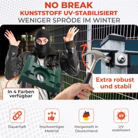 Qualinos 10x High-Quality Double Rod Mat Fence Mounting Accessories Fence Holder UV Stabilised Silver/Zinc 9006 for 40 x 60 mm Fence Posts Double Rod Mat Holder Fence Attachment Made in Germany