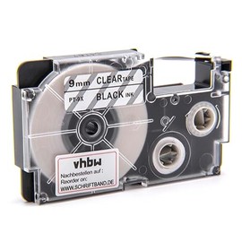 vhbw Cassette Cartridges Label Tape 9 mm Compatible with Casio KL-60, KL-120, KL-70E, KL-100E, KL-300, KL-750E, KL-780, KL-1500, KL-7000 Replacement for XR-9X, XR-9X1