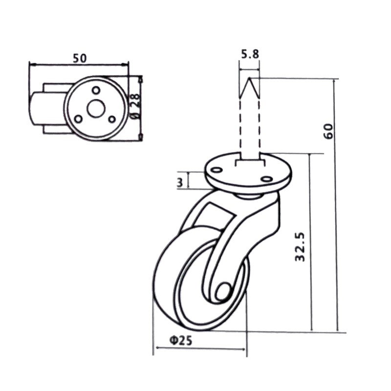 4 Pack Brass Swivel Caster Wheels-Loading 265lbs, 360 Degrees Universal