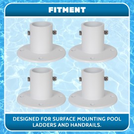 ECOTRIC Deck Anchor Flange Cast Aluminum Above Ground Pool Ladders/Handrails/Slide - 1 7/8” Inch Diameter of 1.9"(4PC)
