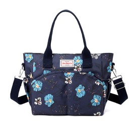 NICOLE & DORIS Women's Handbag, Large Bag, Casual Shoulder Bag with Multiple Pockets, Shopper Shoulder Bag, Flower Handbag, Colourful Tote Handbags, Crossbody Bag, Dark blue 2