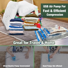 HIBAG Vacuum Storage Bags with Electric Pump, 30 Pack Vacuum Seal Space Saver Bag for Clothes, Clothing, Pillows, Blanket Bedding Comforters