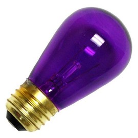 25 Pack 11 Watt S14 Medium Base 130 Volt 2500 Hour Transparent Purple Sign or Indicator Lightbulb
