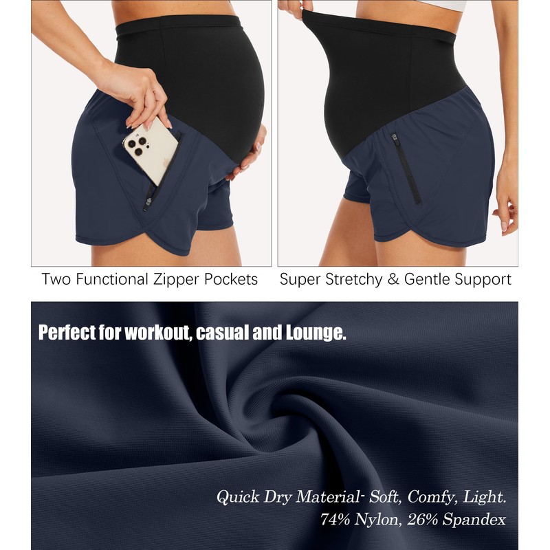 PACBREEZE - Pantalones cortos de maternidad para mujer, con forro