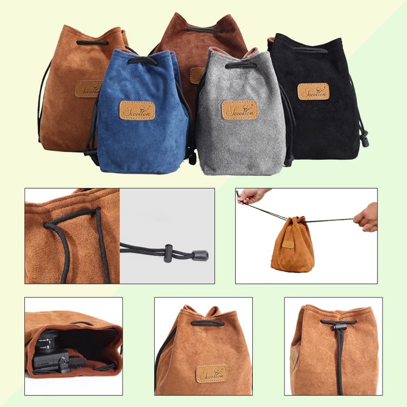 FUPUONE Camera Storage Pouch, Lens Case, Drawstring Bag, SLR Digital