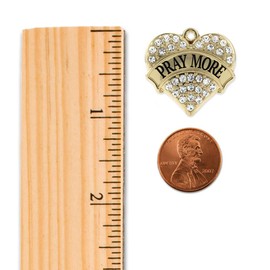 Inspired Silver - Pray More Gold Braided Bracelets for Women - Pave Heart Charm Bracelet Jewelry Gift with Cubic Zirconia - Women's Charm Bracelet with Lobster Claw Clasp