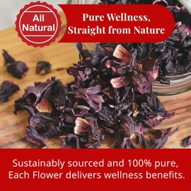 Akshit Natural Hibiscus Flowers, Dried Edible Flowers/Petals, 5.2oz, Flor de Jamaica, No Additives, Non-GMO.