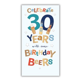 Words and Wishes Geburtstagskarte für Herren zum 30. Geburtstag, Motiv: Bier mit Folienprägung, umweltfreundlich