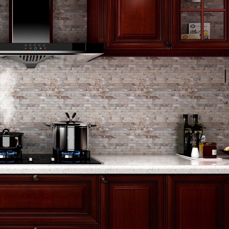 Yipscazo 1 Sheet Peel and Stick Stone Metal Tile Backsplash,