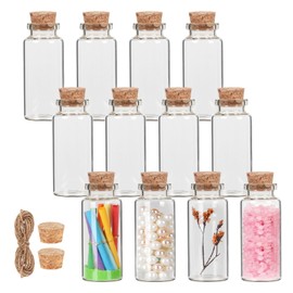 30 ml Small Glass Bottles with Cork, 12 Pack Mini Bottles with Twine & EXTRA Cork Stoppers, Small Vials with Lids, Tiny Glass Bottles, Mini Potion Bottles, Spell Jars, Message in a Bottle