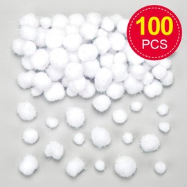 Baker Ross AV623 Glitter Snowball Pom Poms Value Pack — Ideal for Kids' Arts and Crafts, Christmas, Gifts, Keepsakes and More (Pack of 100)