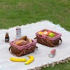 Wickerwise Small Rectangular Woodchip Picnic Baskets with Double Folding Handles,