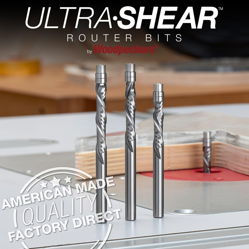 Ultra-Shear Solid Carbide Flush Trim Router Bit, 1/4" CD, 1/4"