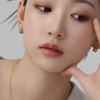 Gold&Deer 14K Goldfield Simple Two-Ring Two-Line One-Touch Earrings Rose Gold