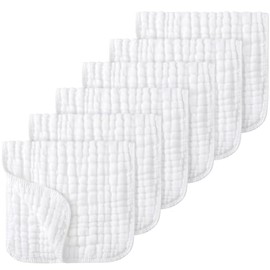 JhettyBaby Muslin Burp Cloths Large 100% Cotton Hand Washcloths for Babies, Baby Essentials 6 Layers Extra Absorbent and Soft Boys & Girls Baby Rags for Newborn Registry (White)
