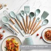 Country Kitchen Non Stick Silicone Utensil Set with Rounded Wood