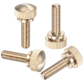 M METERXITY 4-Pack Knurled Thumb Screws, M6x20mm Solid Brass Round Head Knobs Bolts with Shoulder Grip Fasteners for Eye Glass Screws/PC Computer, Thumbscrew Threaded Knurled Tip